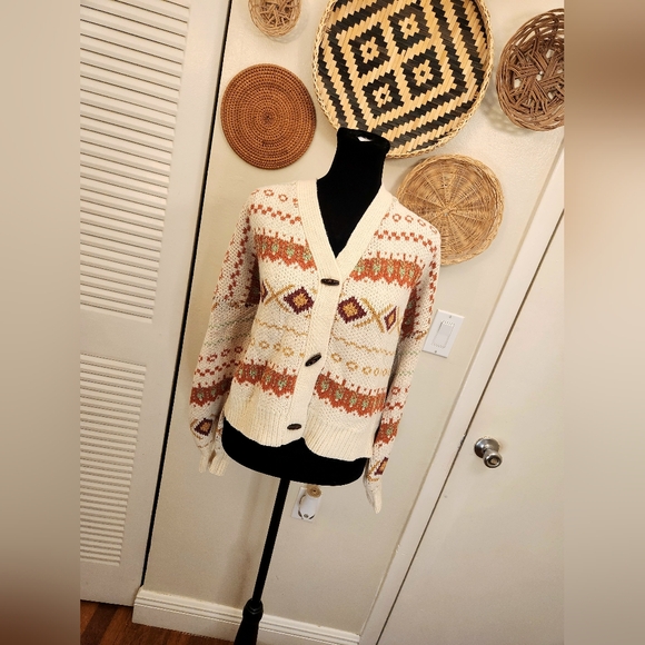 Soft And Cozy Cream V-Neck Button Up Knitted Sweater - Picture 4 of 10